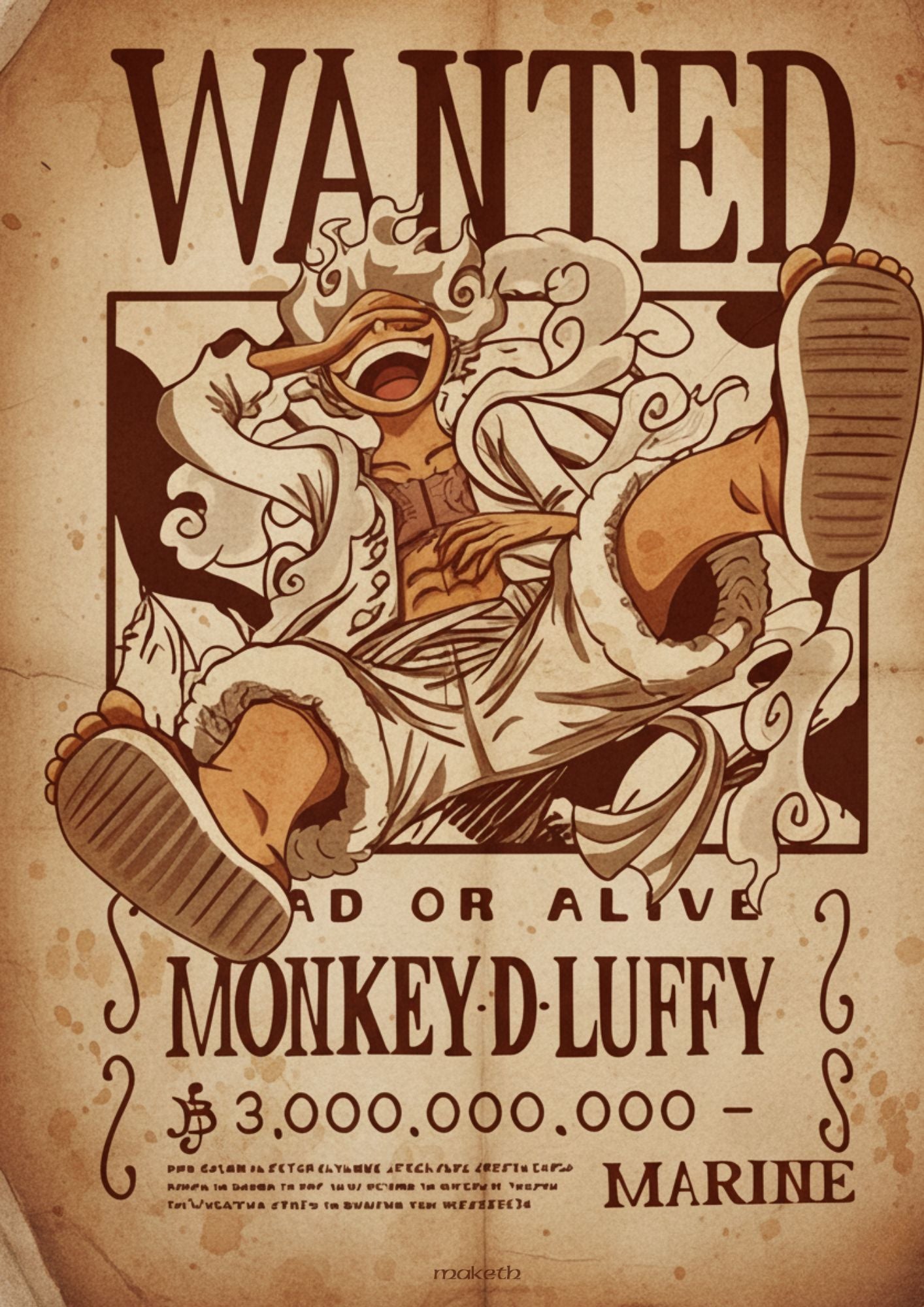 Inheritor of the Sun God Wanted luffy - Poster